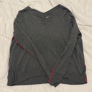 Chelsea28 Gray V Neck Sweater